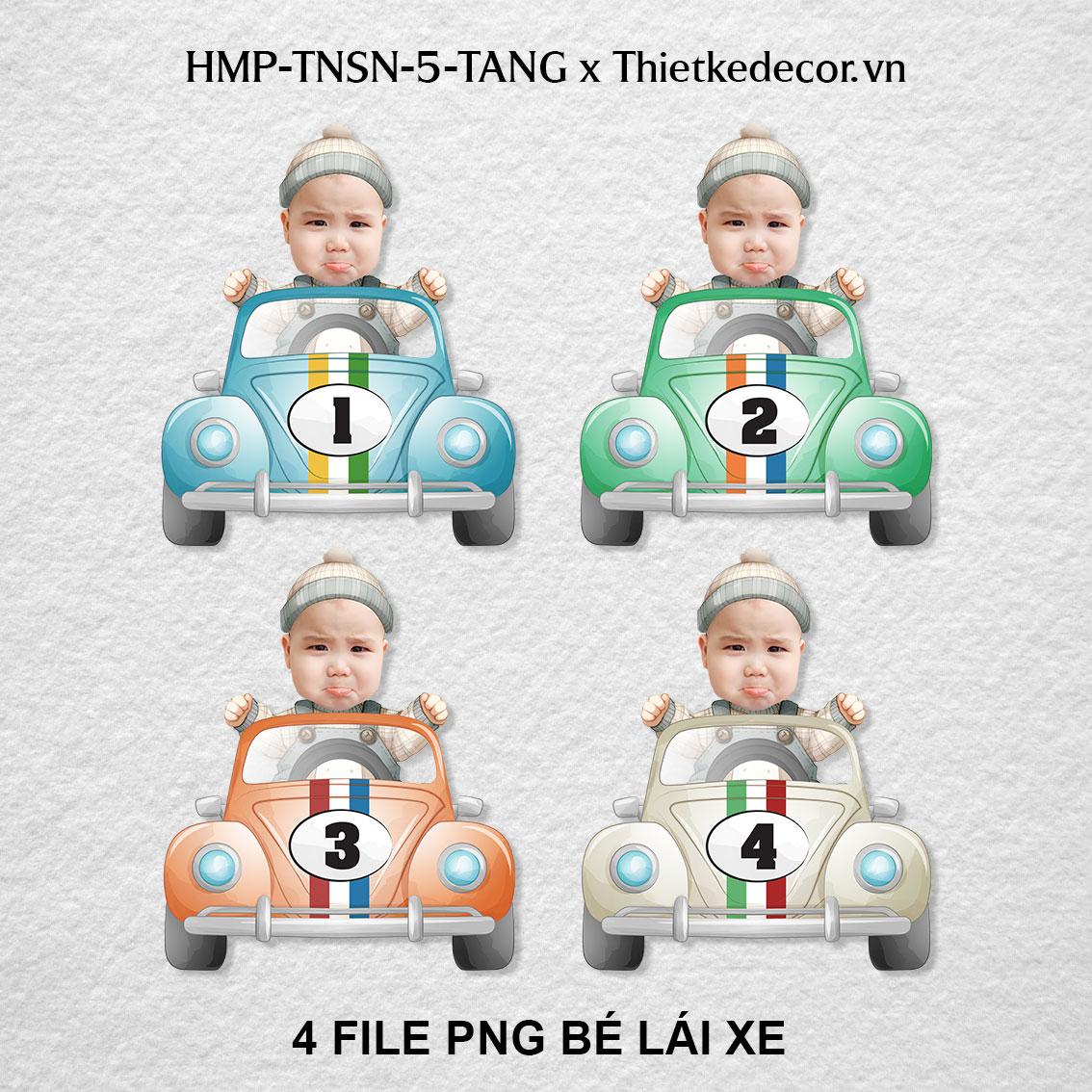 Set 4 chibi bé trai từ 1 đến 4 tuổi